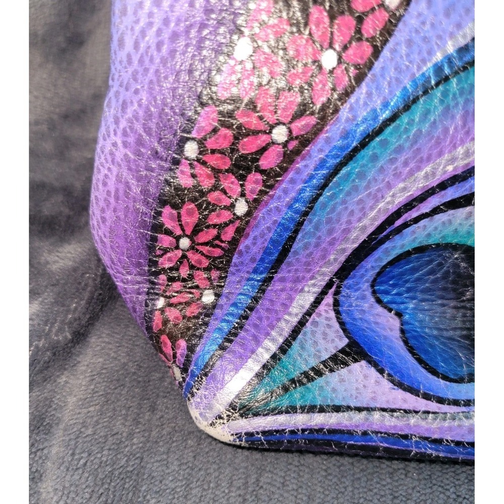 Anuschka Leather Hand Painted Cross Body Adjustable Style Strap Purse/ Bag - Picture 7 of 16